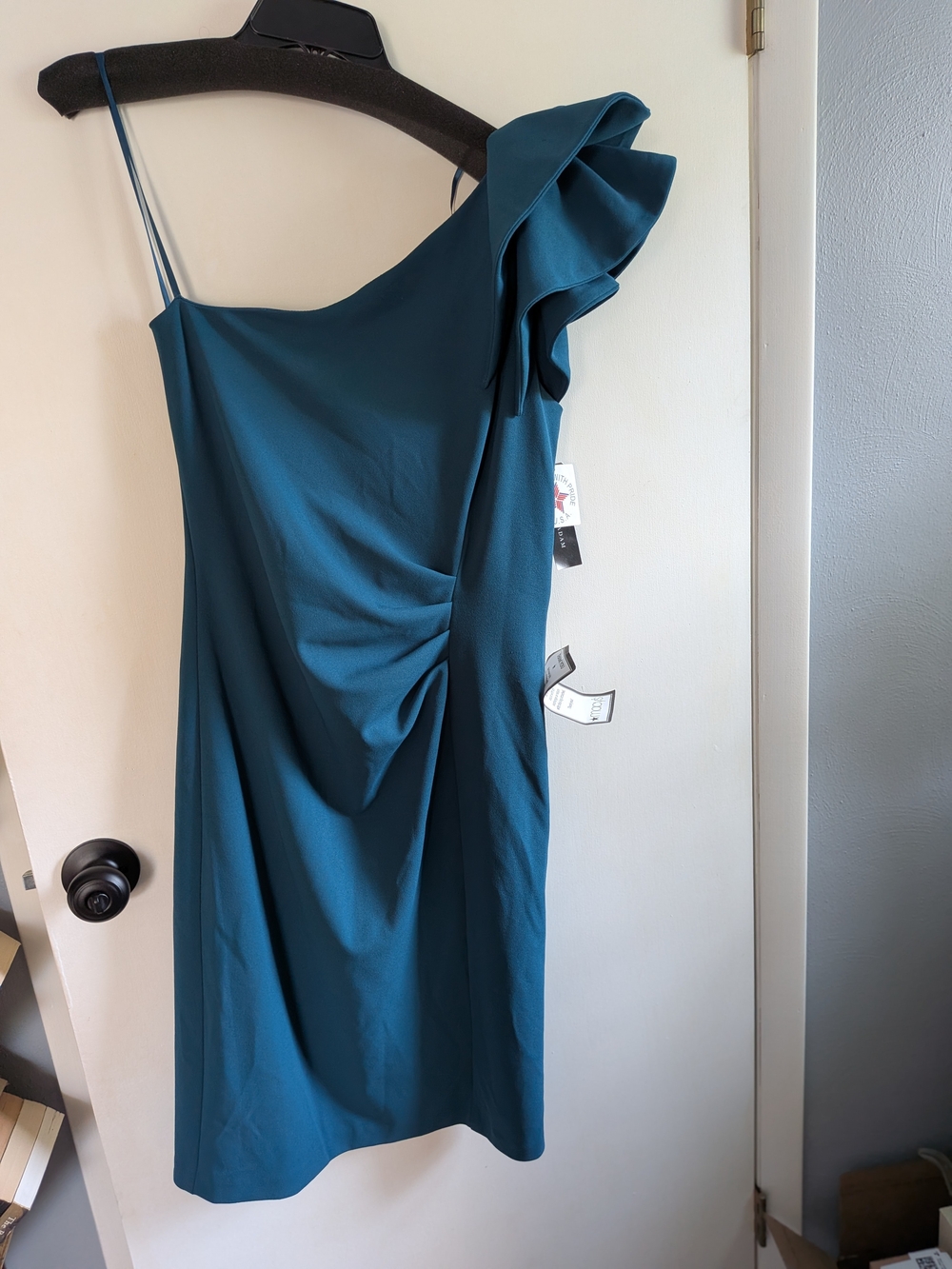 NWT Betsy Adam One-Shoulder Ruffle Dress